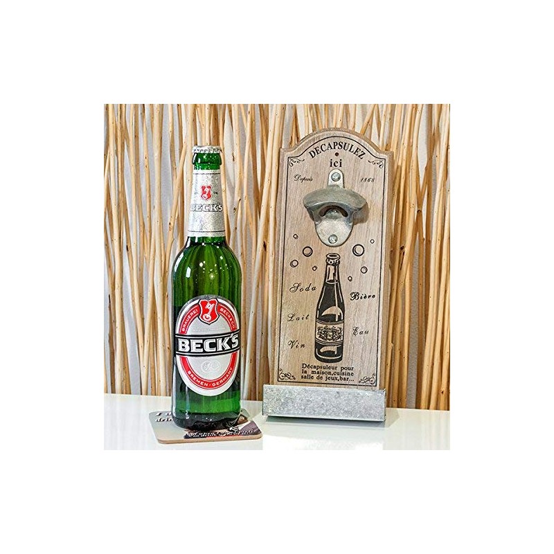 Pajoma 15351 Holzboard Bottle Opener with Tray DECAP Natural /