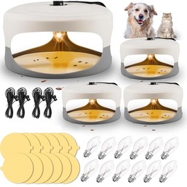 4 Packs Flea Traps for Inside Your Home, Effective Flea Trap for Home & Garage with 12 Sticky Disc 12 Bulbs 4 Electric Wires Bed Bug with Light for Indoor Safe to Pets