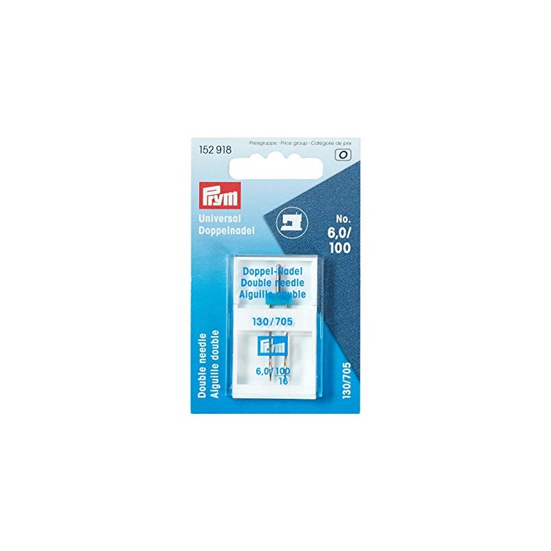 Prym 152918 Double Sewing Machine Needle Universal 130/705 100/6.0 mm,