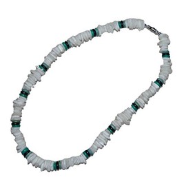 MM Real Chips Puka Shell Necklace 18" White Turquoise Blue Black