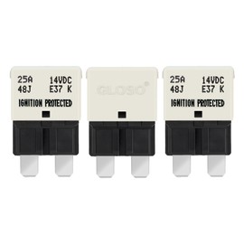 GLOSO Blade Fuses Car Fuses Circuit Breaker for Car Motorhome Boat Motorcycle Automatic Reset Pack of 3 25A E37