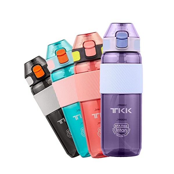TKK Water Bottle with Straw 20 oz Plastic Bottle Tritan BPA Free for School for Kids, Leak-proof, Purple