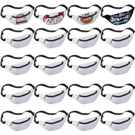 Eccliy 40 Pcs Sublimation Fanny Packs for Women Men White Running Waist Bag Waist Pouch with Adjustable Strap Zipper for DIY Hiking Traveling Biking Festival Sports Outdoors Workout