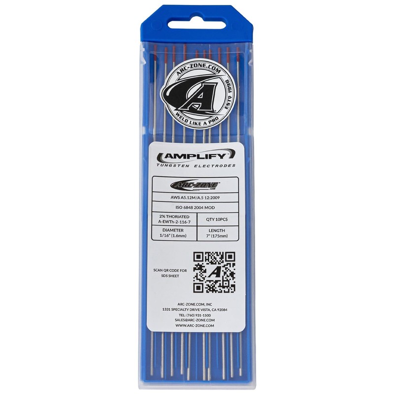 Arc-Zone Amplify Tungsten Electrode for TIG Welding, 2% Thoriated 1/16"