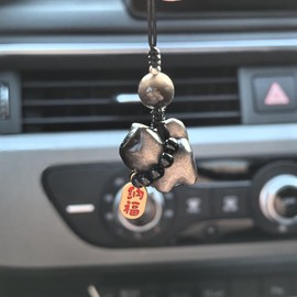 RICHRAIN Obsidian Black Cat Figurine for Women Bag Charm Crystal Pendant,Cat Trinkets (Black Cat)