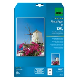 SIGEL IP663 InkJet-Fotopapier Top, A4, 25 Blatt, hochglänzend, hochweiß, 125 g, für hochwertige Fotografien