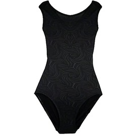 United All Around Gymnastics Leotards for Girls, Black Print With Open Back 5-6Y CM #993