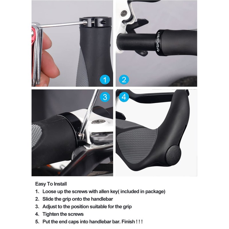 TOPCABIN Bike Grips Double Lock on Locking Bicycle Handlebar Grips