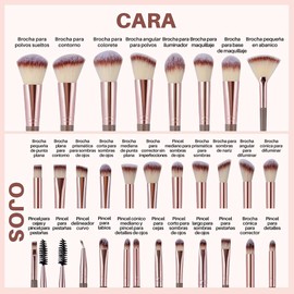 Lukovee Set de Brochas para Maquillaje Profesional, 56 Piezas Brochas de Maquillaje Kabuki Sintético Premium con Esponjas y Neceser, Brochas de Base Multifuncional para Maquillar Ojos Mejillas Rostro