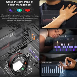 Smart Ring Fitness Tracker Heart Rate Monitor Sleep Tracker Blood Oxygen Health Fitness Ring Step Counter Calories Pedometer Waterproof Remote Camera Multi-Sport Mode Smart Rings for Men Women
