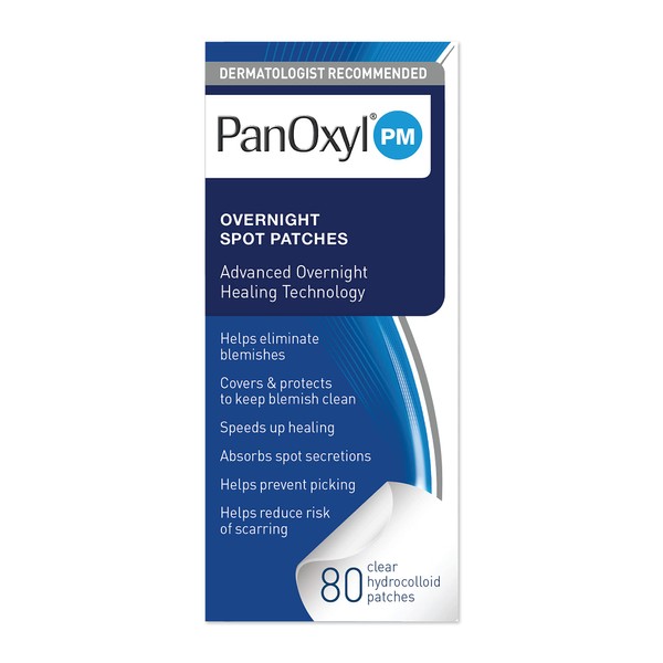 PanOxyl PM Overnight Spot Patches, tecnología avanzada de curación hidrocoloide, sin fragancia, 80 unidades
