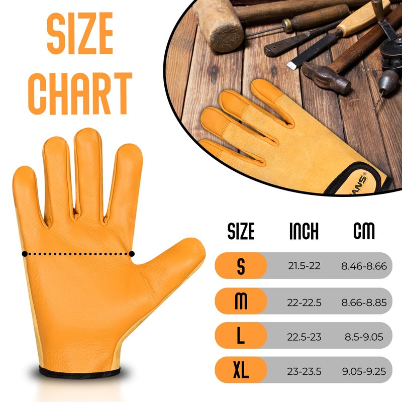 SAWANS Leather Working Gardening Gloves for Men Women Thorn Proof