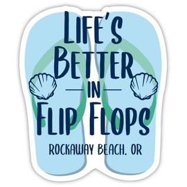 Rockaway Beach Oregon Souvenir 4 Inch Vinyl Decal Sticker Flip Flop Design