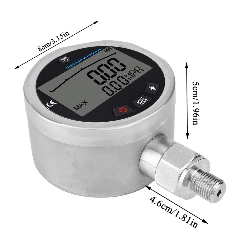 Digital Hydraulic Pressure Gauge, 400BAR 0‑40Mpa 5800PSI Pressure Manometer with