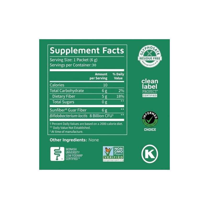 Tomorrows Nutrition Sunfiber GI - Mezcla de fibra prebiótica y