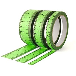 EDSRDRUS 3 Pack Ruler Tape 1/2, 1, 1-1/2 inch Masking Tape Measure, Repeating 12inch Imprint Adhesive Tape Measure, No Residue & Waterproof Ruler Tape for Painting, Sewing & DIY (Green)
