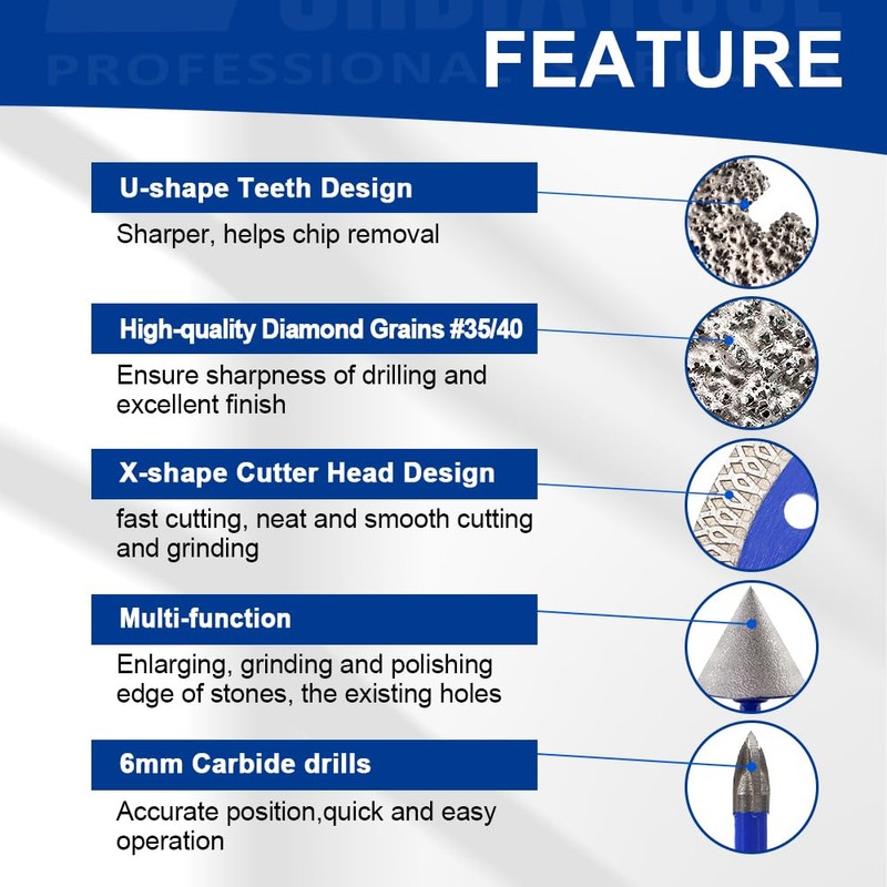 SHDIATOOL Diamond Tile Drill Bits Kit 13pcs, Porcelain Hole Saw