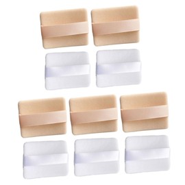 FRCOLOR 10pcs Premium Makeup Powder Puff Dual Sided Velour Sponges with Strap for Loose Mineral Powder for Foundation Blush Travel Home Use