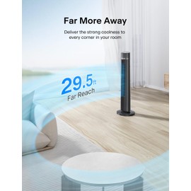 PELONIS 40 inch Bladeless Tower Fan for Bedroom, Standing Fan with Remote Control, 26ft/s, 90° Oscillation, 3 Speed Settings, 27 Db, 3 Modes, 15-Hour Timer, LED Display, Fan that Blows Cold Air, Grey