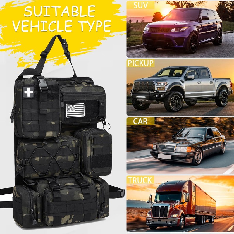 Tactical Car Seat Back Organizer, 2025 Upgrade Tactical Vehicle Panel