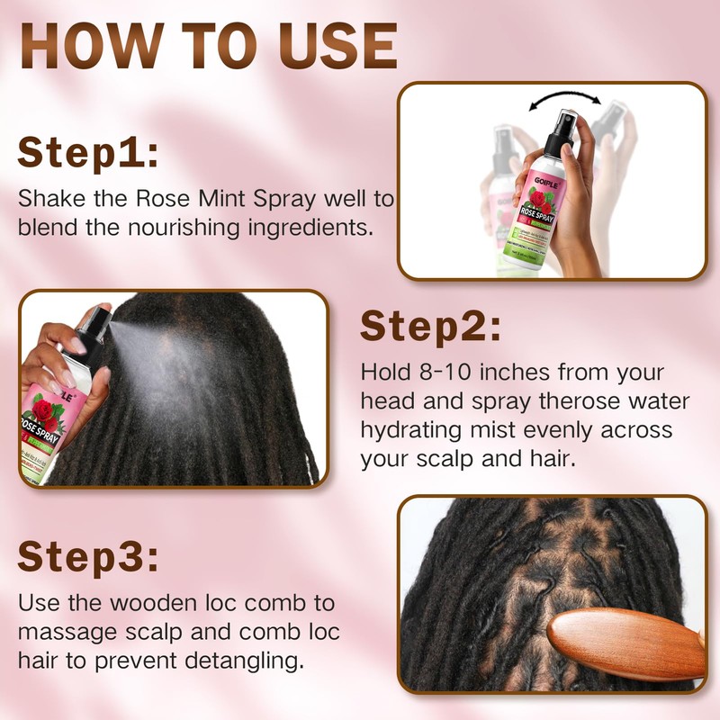 Rose Water for Hair Loc Spray Refreshing for Locs -