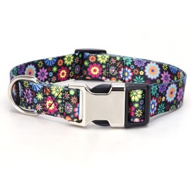 Cute Dog Collar for XS Small Medium Large Dogs, Soft Nylon Pet Collar,3D Print Multicolor Patterns Collars Adjustable for Dogs Girl Boy Puppy Walking Running Training (Colorful Flowers XSmall)