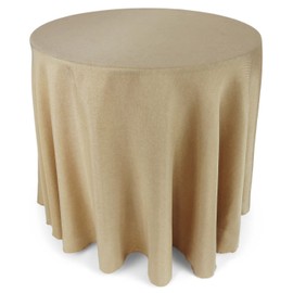 Goldstream Point 90 Inch Round Natural Brown Polyester Burlap Tablecloth Faux Jute Table Cover