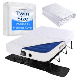 SereneLife Twin Size Mattress Protector, Soft Breathable Waterproof Mattress Cover 77”x40 x8” for EZ Bed, Fits SLEZBDTW10 / SLEZBDTW10LX, Wrinkle-Resistant with Deep Pockets, Anti-Slip Elastic Skirt