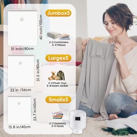 MoJoTools Vacuum Storage Bags with Electric Air Pump, 15 Pack (5 Jumbo, 5 Large, 5 Medium) Space Saver Bag, Space Saver Bag, Vacuum Sealer Bags for Clothes, Blanket, Duvets, Pillows, Comforters,Travel