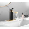 Black Bathroom Faucet Gold Waterfall One Handle 1-3 Hole Lavatory