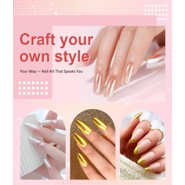 Gold Chrome Nail Powder BISHENGYF -【Magic Mirror Effect】 Pearl Chrome Nail Powder White Clear Aurora Mermaid Iridescent Nail Chrome Powder Pigment Glitter Dust for Manicure Decroation DIY