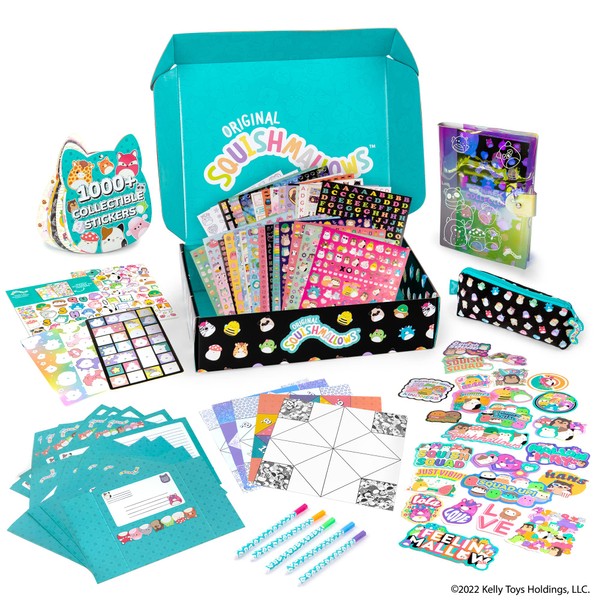 Fashion Angels Squishmallows Ultimate Sticker Set - Includes 10000+ Squishmallows Stickers, Plush Pouch, Sticker Album and more - Join The Squish Squad - Accessorize Notebooks, Journals - Ages 6 and Up