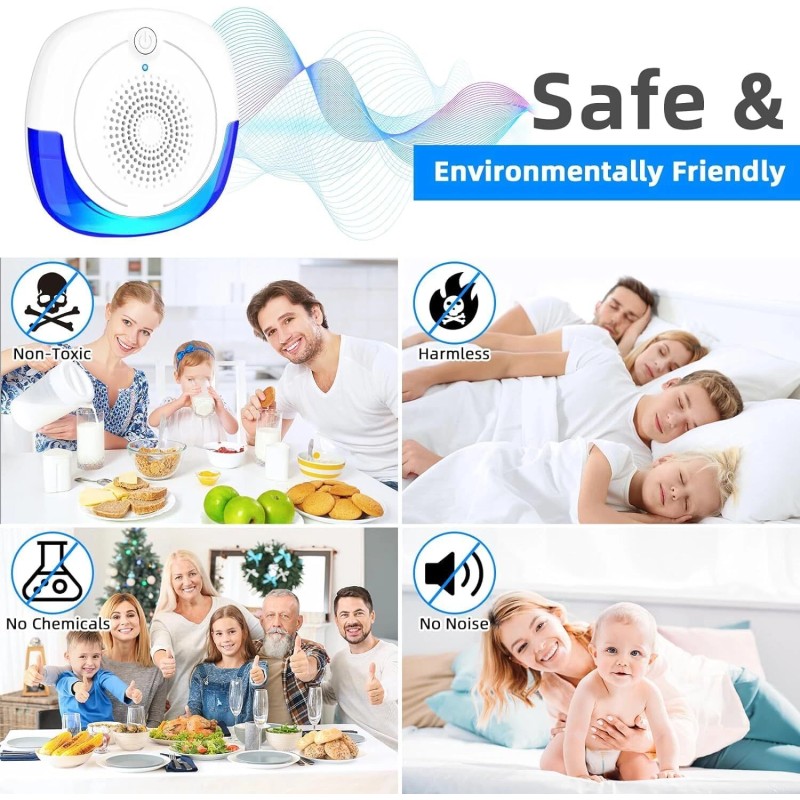 JLLOM 6 Pack Electronic Pest Repeller Indoor Ultrasonic Mouse Rat