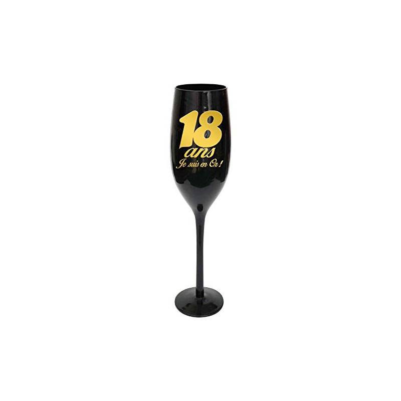 18th Birthday Black Gold Effect Champagne Flute Glass