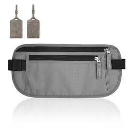 Riñonera de Viaje con Bloqueo RFID, Riñonera con Cremallera Invisible para Pasaporte (Gris)
