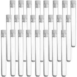 25Pcs 20ml Plastic Test Tubes with Caps, 16 x 150mm Clear Tubes for Plant Propagation, Beads Liquid Storage Containers, Scientific Theme Party Decorations