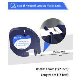 NineLeaf 6 Pack Replacement for Dymo Letratag Refill 91201 91221 91331 59422 S0721660 12mm x 4m 0.47'' 1/2 inch Black on White Label Tape for LT-100H LT-100T LT-110T Plus QX50 XR XM 2000 Label Maker
