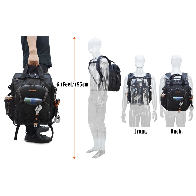 WELKINLAND 55-Pockets Tool backpack, Tool bag backpack, Backpack tool bag,