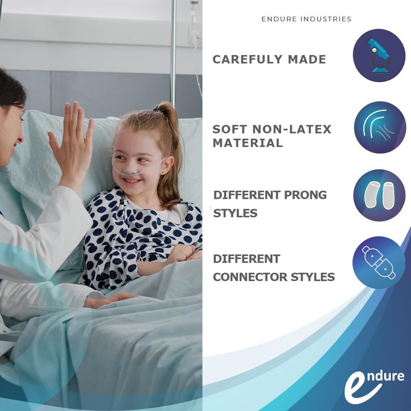 Endure Pediatric ETCO2 Nasal Sampling Cannula, Bifurcated Prong, 7Ft CO2