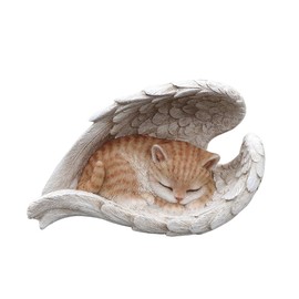 Hi-Line Gift Ltd. Citrus Seraph: Vibrant Orange Polyresin Angel Cat Figurine