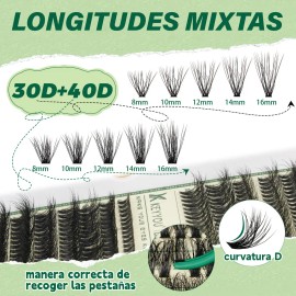 Kit de Extensiones de Pestañas con Efecto 3D Volumen Natural D, de KEYYOU, con Pegamento y Sellador