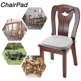 KGPLOME Dining Room Chair Cushions with Ties - Memory Foam No Slip Seat Cushion and Kitchen Chair Pad with Machine Washable Cover [16.5 X 16.2 Inches] -Light Gray