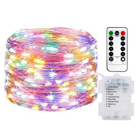 litogo 33 FT 100 LED Colored Fairy Lights Battery Operated with Remote and Timer, IP65 Waterproof Twinkle Lights Battery Powered 8 Mode Multicolor String Light for Outdoor Indoor Christmas Decor