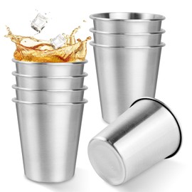 Pack of 8 Stainless Steel Cups, 260 ml Stainless Steel Wine Cups, Camping Cups, Metal Cups, Wine Cups, Portable Cups, Stainless Steel Cups for Camping Party Birthdays,