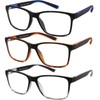 JJWELL 3 Pack Reading Glasses for Men Blue Light Blocking