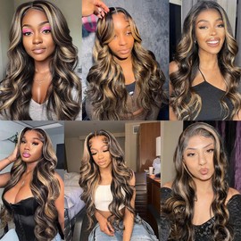 Dokksiiia Body Wave Human Hair Bundles P1B/27 Highlight Piano Color #1B and #27 Bundles Double Weft Brazilian Human Hair Extensions 14 16 18 Inch Silky and Soft for Black Women