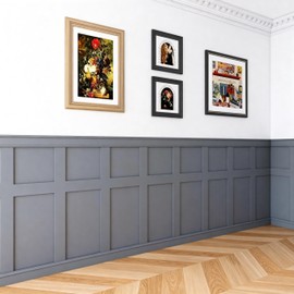 Pangda 23 Pcs 94.49 x 47.24 Inch MDF Board and Wall Batten Panel Kit Premade Wainscoting Panels Ready to Assemble Accent Decorative Wall Molding Kit for DIY Bedroom Living Room Home Decor