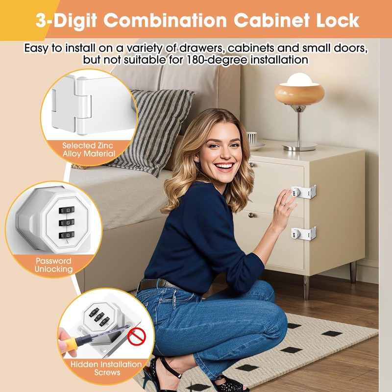 YogePote 90 Degree Cabinet Locks with Combination, Mechanical Folding Door