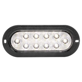 Maxxima 6" LED Oval White Back-Up for Trucks and Heavy Duty, Flange Mount, Clear Lens