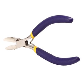 Flat Nose Pliers Blue Handle Carbon Steel Mini Pliers for DIY Jewelry Hardware, Removable Nylon Jaws for Versatile Use